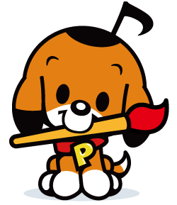 筆をくわえたパピーちゃん